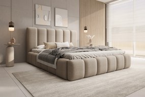Aura kárpitozott ágy 160x200 ágyneműtartóval - sötétbézs bouclé Quelle 05