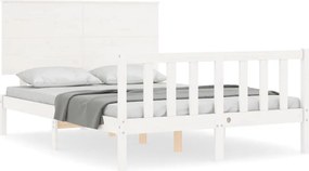 vidaXL fehér tömör fenyőfa ágy matrac nélkül 140x190 cm