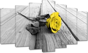 Vászonkép 140x80 Sárga rózsa a deszkákon