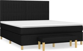 vidaXL fekete szövet rugós ágy matraccal 180 x 200 cm