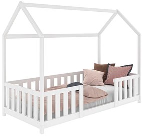AMI nábytek HAZIKÓ gyerekágy D8 80x160cm, fehér, korláttal és ágyrácsos