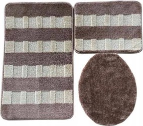 Fürdőszobaszőnyeg Barna Bézs Csíkos 3 részes