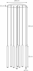 Kaspa ROLL 8 11174802 Függőlámpa 8x4,2W/LED 3000K 719lm IP20