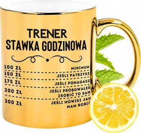 Prémium Arany Csillogó Bögre Edzőnek Ajándék Nyomtatott Fotóval