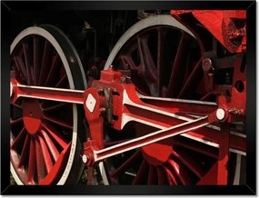 Poszterek keretben 40x30 Piros mozdony kerekek