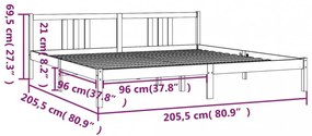 mézbarna tömör fa ágykeret 200x200 cm