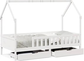 vidaXL tömör fenyőfa gyerekágy keret fiókkal 90x190 cm