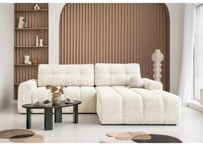 Krémszínű kinyitható tárolóhelyes moduláris sarokkanapé (jobb oldali) Lulu – Miuform