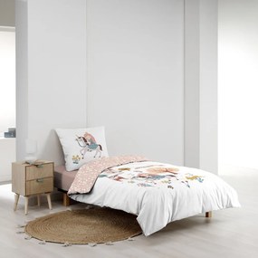 Fehér-rózsaszín egyszemélyes pamut gyerek ágyneműhuzat 140x200 cm Lilibelle – douceur d'intérieur