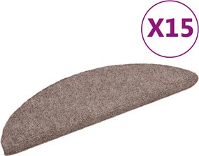 vidaXL 15 db öntapadós lépcsőszőnyeg 56 x 17 x 3 cm világosbarna félkör alakú