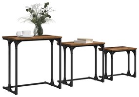 Fészkelt Kávézó Asztal 3 pcs Régi fa 50.5 x 35 x 53 cm Faanyag