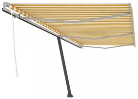 sárga-fehér kézzel kihúzható póznás napellenző 600 x 300 cm