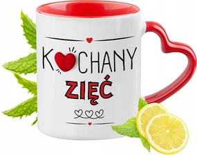 Vőnek Piros Bögre Szív Alakú Füllel Ajándék