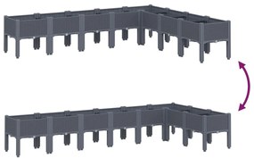 vidaXL kékszürke PP rácsos kerti ültetőláda 200 x 160 x 42 cm