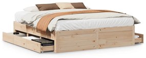 tömör fenyőfa fiókos ágykeret matrac nélkül 200 x 200 cm