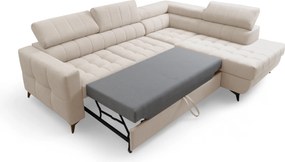 Nardo L kinyitható sarokkanapé, jobb oldali - bézs Pretty 03 plüss