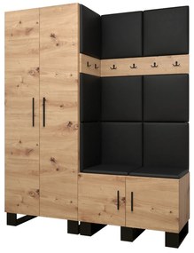 Előszobabútor Amanda 2 (artisan tölgy + fekete öko-bőr). 1085874