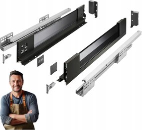 Fiók Gtv Axis Pro Glass 500 mm, alacsony H-86 oldal üveggel, fekete