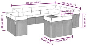 12 részes bézs polyrattan kerti ülőgarnitúra párnákkal