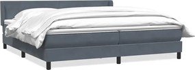 vidaXL sötétszürke bársony rugós ágy matraccal 180x210 cm