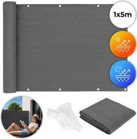 Erkély paraván rögzítéssel 100x500 cm árnyékolóháló szürke