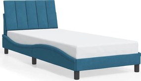 vidaXL kék bársony ágykeret matrac nélkül Hanko 90 x 200 cm