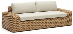 Krémszínű-natúr színű műrattan kerti kanapé Portlligat – Kave Home