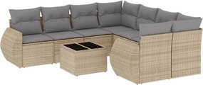 vidaXL 9 részes bézs polyrattan kerti ülőgarnitúra párnákkal