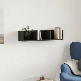 fekete szerelt fa faliszekrény 75x18x16,5 cm