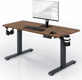 Elektromos íróasztal magasságállítással ergonomikus antracit/dió,1400x700 mm: ARIA