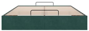 Ottomán ágykeret matrac nélkül Sötétzöld 140x190 cm bársony