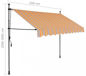 sárga és kék kézzel kihúzható LED-es napellenző 250 cm