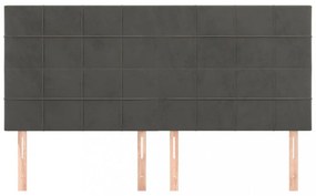 4 db sötétszürke bársony fejtámla 100x5x78/88 cm
