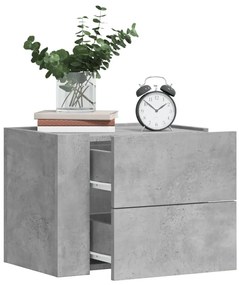 Betonszürke falra szerelhető éjjeliszekrény 45 x 30 x 35 cm