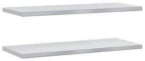 2 db ezüstszínű rozsdamentes acél fali polc 100 x 40 x 3 cm