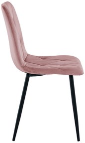 Rózsaszín bársony étkezőszék LIBRA fekete lábakkal