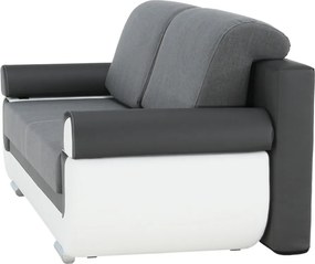 Kanapé, textilbőr fehér+szürke/szürke szövet, KARDYN