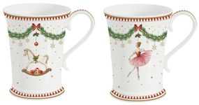 Karácsonyi porcelán bögre 2 db szett ballerina & hintaló díszdobozban Magie de Noel