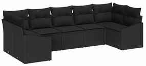 vidaXL Kerti Kanapé Szett tárolóval 7 pcs Fekete polirattan