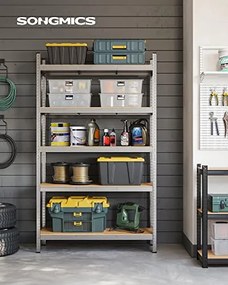 5 szintes polcrendszer, acél polcrendszer tároláshoz, teherbírás 875 kg, 60 x 120 x 200 cm, ezüst