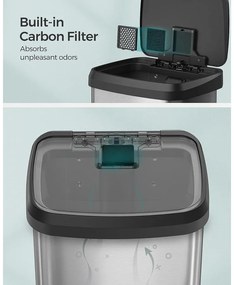 Konyhai szemetes, 68 literes pedálos kuka, ezüst-fekete