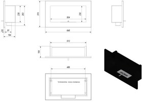 Beépíthető BIO kandalló GOLF 37,4x64,8 cm, 1 kW, fekete