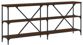 barna tölgyszínű szerelt fa és vas konzolasztal 180x30x75 cm
