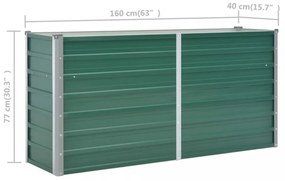 zöld horganyzott acél kerti magaságyás 160 x 40 x 77 cm