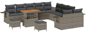 vidaXL Kerti Kanapé Szett 13 pcs Szürke polirattan