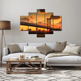Kép - Naplemente a Ben Franklin híd felett, Philadelphia (150x105 cm)