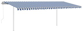 kék/fehér automata szélérzékelős és LED-es napellenző 6 x 3,5 m