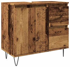 Antik fa színű szerelt fa mosdószekrény 65 x 33 x 60 cm