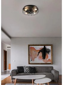 Matt fekete mennyezeti lámpa távirányítóval-ventilátorral Trondheim – Trio