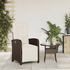 barna polyrattan dönthető kerti szék lábtartóval